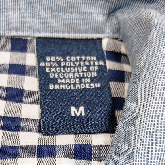 CHAPS Men's M Navy Blue Checked Long Sleeve Button Down Casual Shirt - Picture 3 of 8